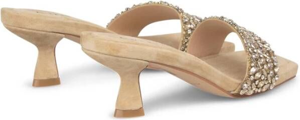 Alma en Pena Rhinestone Strap Heel Sandal Beige Dames