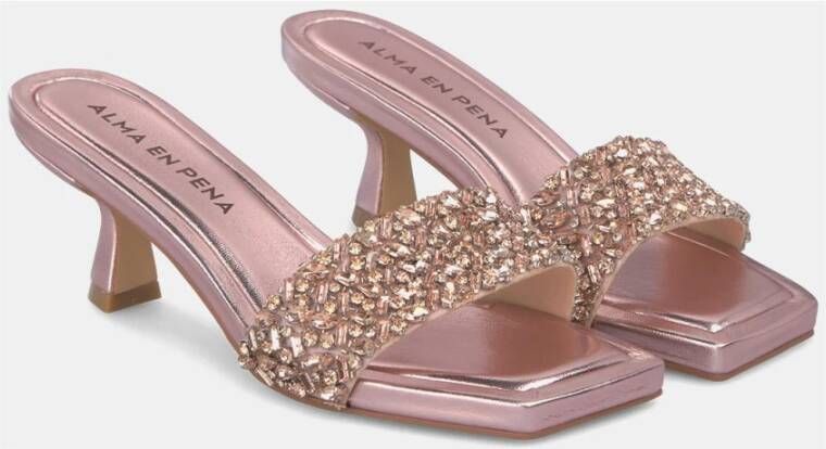 Alma en Pena Rhinestone Strap Heel Sandal Pink Dames