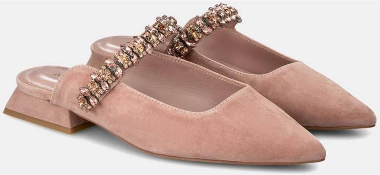 Alma en Pena Rhinestone Strap Mules Pink Dames