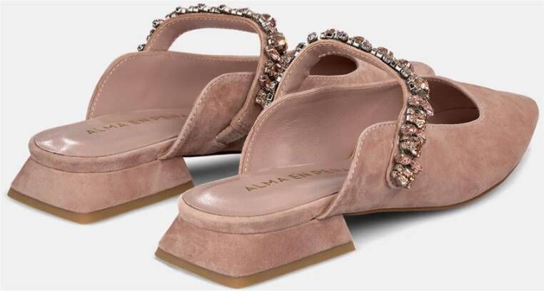 Alma en Pena Rhinestone Strap Mules Pink Dames