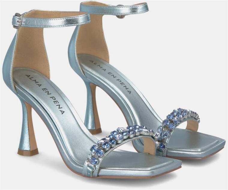 Alma en Pena Rhinestone Strap Sandal Blue Dames