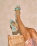 Alma en Pena Rhinestone Strap Sleehak Sandaal Green Dames - Thumbnail 2