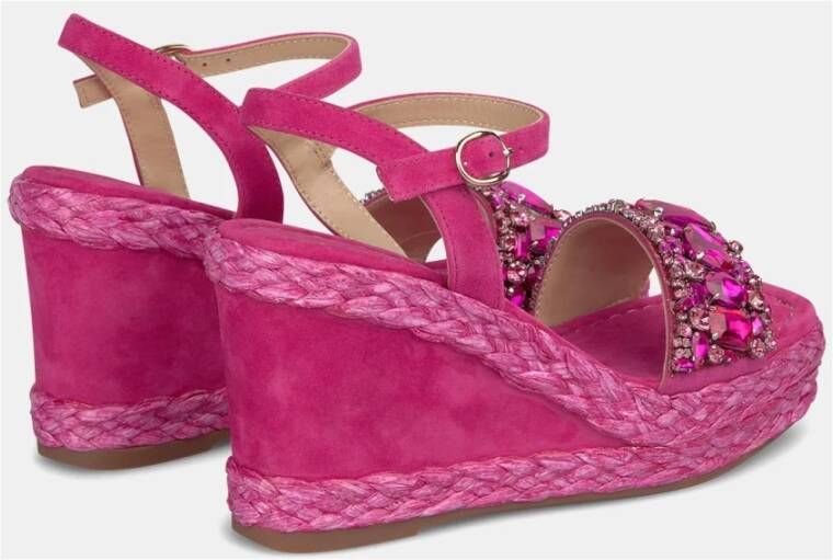 Alma en Pena Rhinestone Strap Sleehak Sandaal Pink Dames