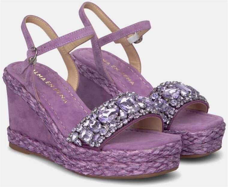 Alma en Pena Rhinestone Strap Sleehak Sandaal Purple Dames