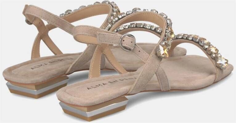 Alma en Pena Rhinestone Straps Flat Sandal Beige Dames