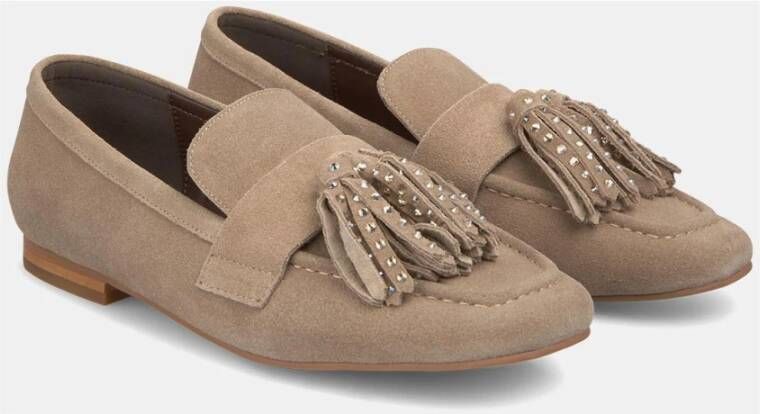 Alma en Pena Rhinestone Tassel Loafer Beige Dames