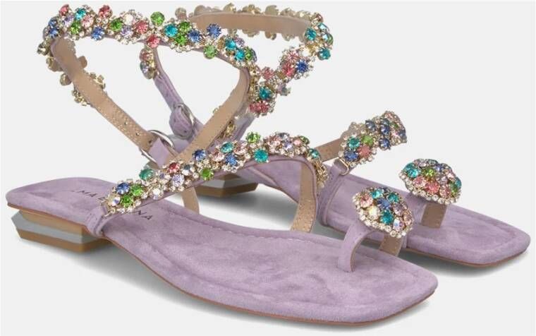 Alma en Pena Rhinestone Toe Sandal Purple Dames