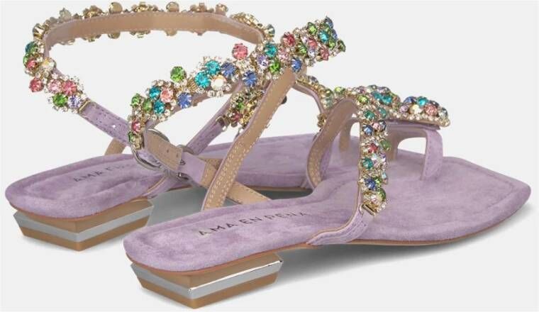 Alma en Pena Rhinestone Toe Sandal Purple Dames