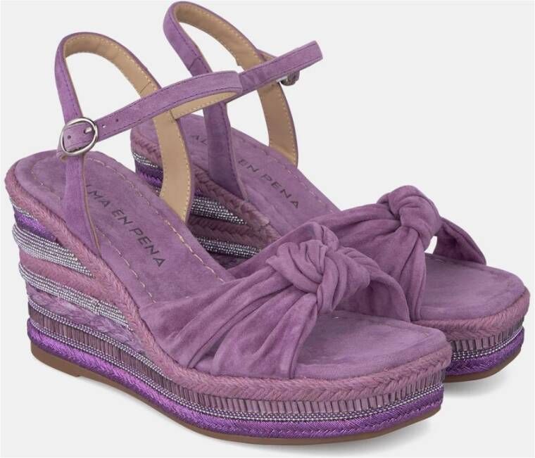 Alma en Pena Rhinestone Wedge Sandaal met Gevlochten Detail Purple Dames