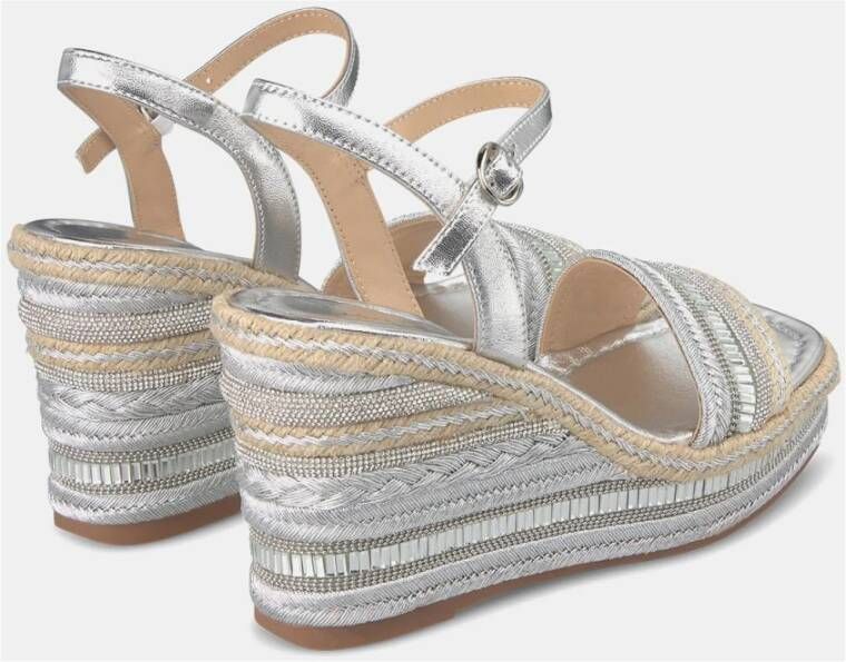 Alma en Pena Rhinestone Wedge Sandaal met Vlechtdetail Gray Dames