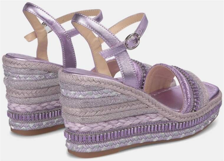 Alma en Pena Rhinestone Wedge Sandaal met Vlechtdetail Purple Dames