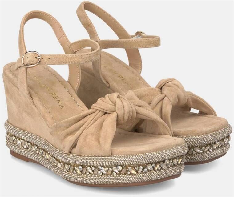 Alma en Pena Rhinestone Wedge Sandal Beige Dames