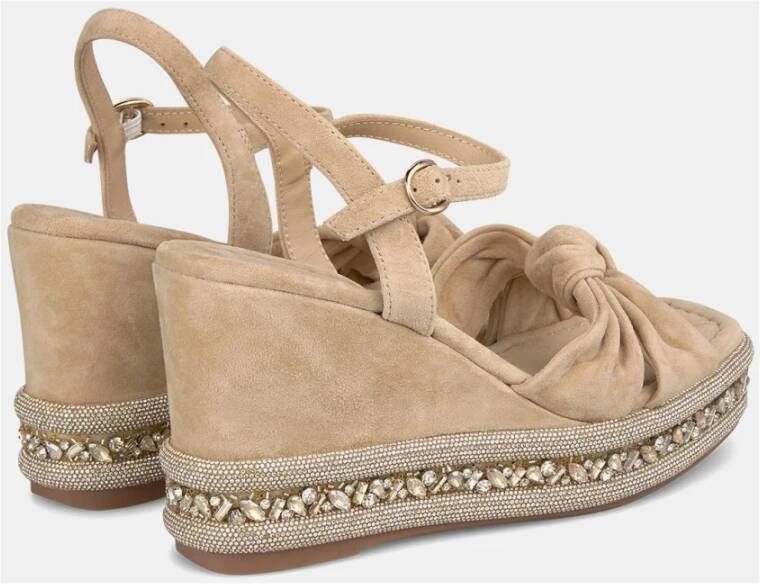 Alma en Pena Rhinestone Wedge Sandal Beige Dames