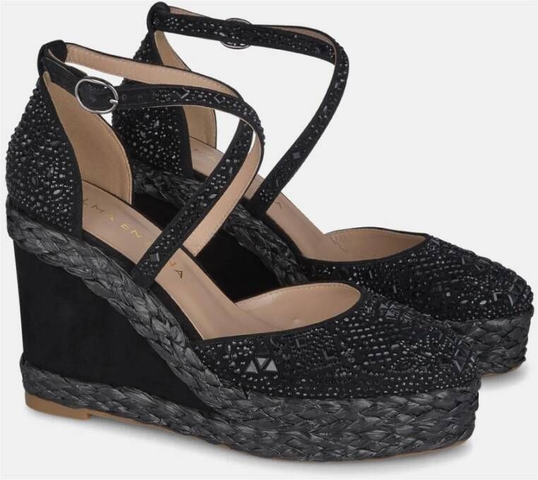 Alma en Pena Rhinestone Wedge Sandal Black Dames