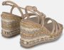 Alma en Pena Rhinestone Wedge Sandal Braided Detail Beige Dames - Thumbnail 3