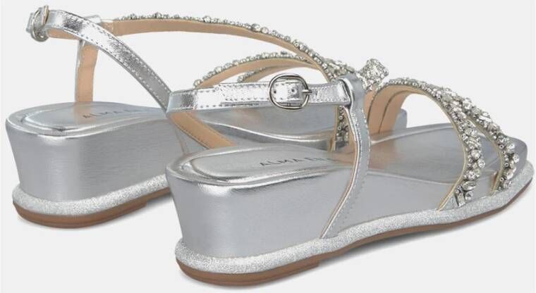 Alma en Pena Rhinestone wedge sandal strips Gray Dames