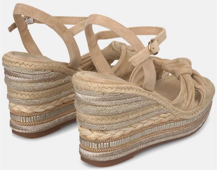 Alma en Pena Rhinestone Wedge Sandal with Braided Detail Beige Dames