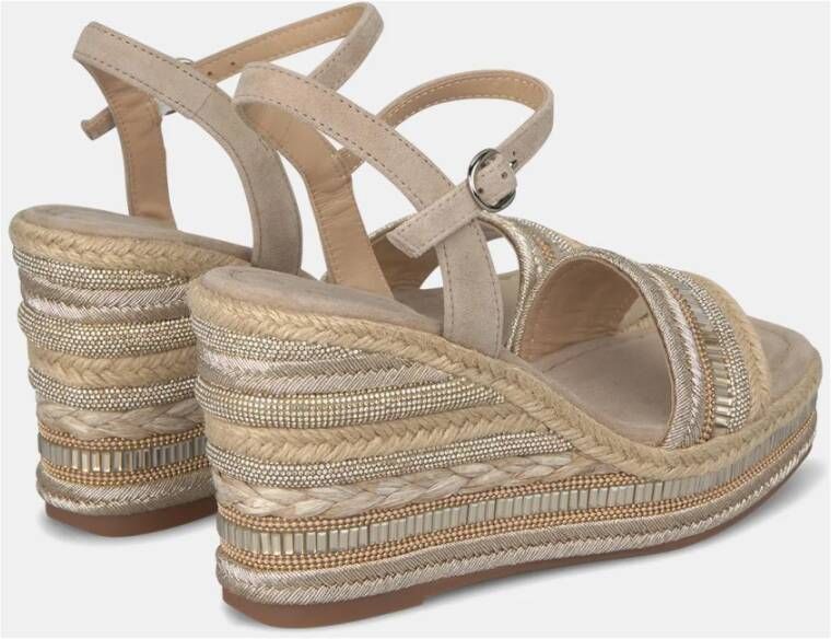 Alma en Pena Rhinestone Wedge Sandal with Braided Detail Beige Dames