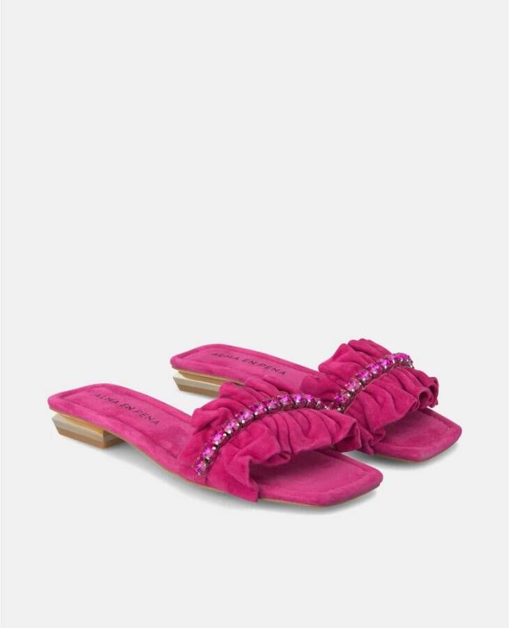 Alma en Pena Ruffled Flat Sandal Pink Dames