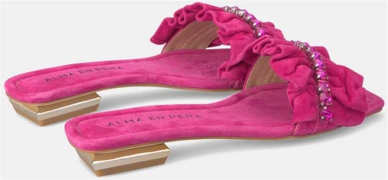 Alma en Pena Ruffled Flat Sandal Pink Dames