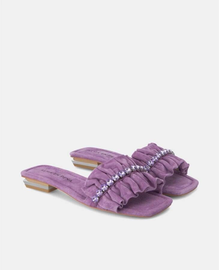 Alma en Pena Ruffled Flat Sandal Purple Dames