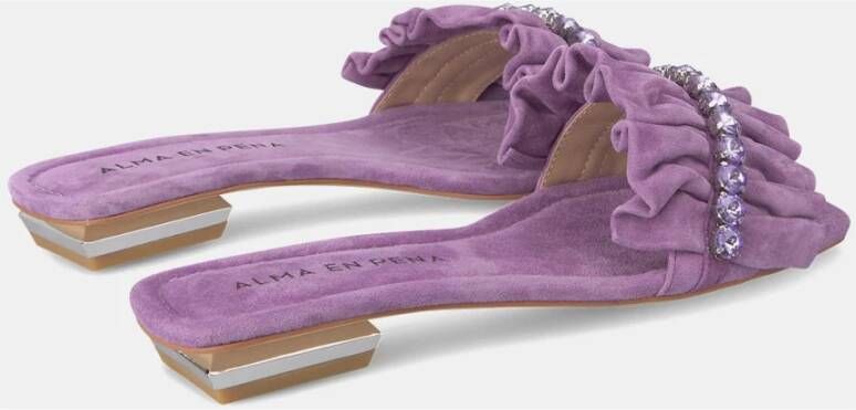 Alma en Pena Ruffled Flat Sandal Purple Dames