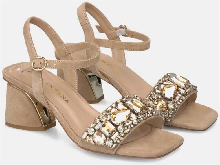 Alma en Pena Sandaal met strass Beige Dames