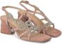 Alma en Pena Rhinestone Square Heel Sandal Beige Dames - Thumbnail 2