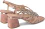 Alma en Pena Rhinestone Square Heel Sandal Beige Dames - Thumbnail 3