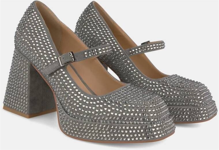 Alma en Pena Schoenen met blokhak en strass Gray Dames