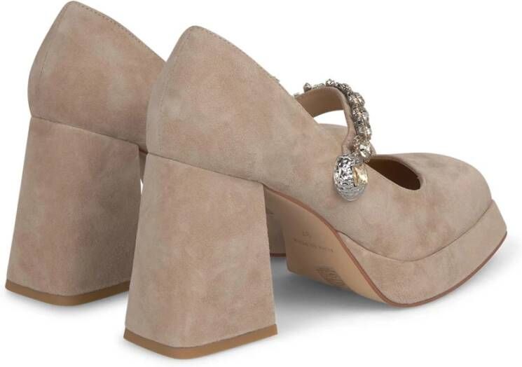 Alma en Pena Schoenen met hak strass knoop Beige Dames