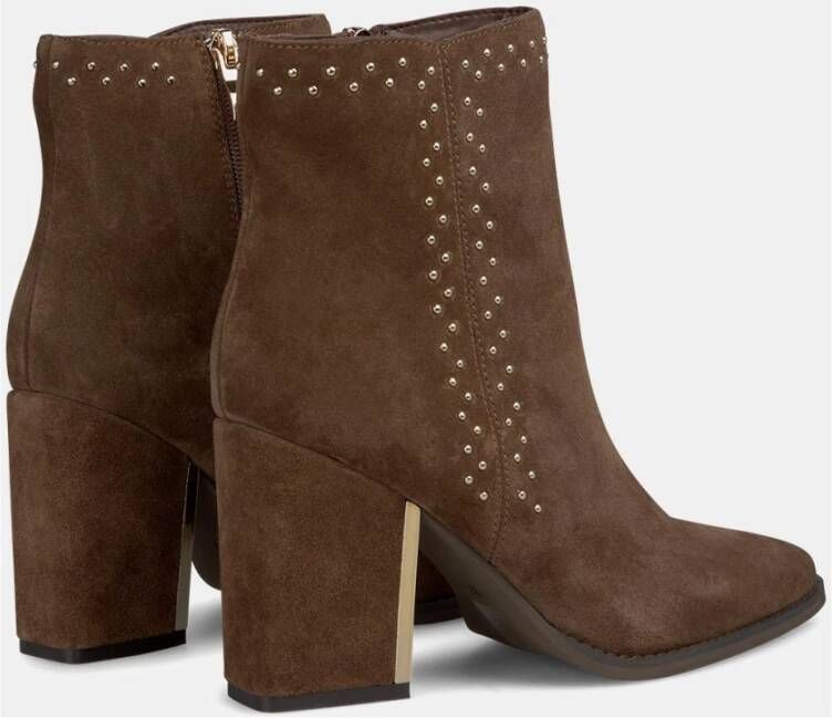 Alma en Pena Side zip studded bootie Brown Dames