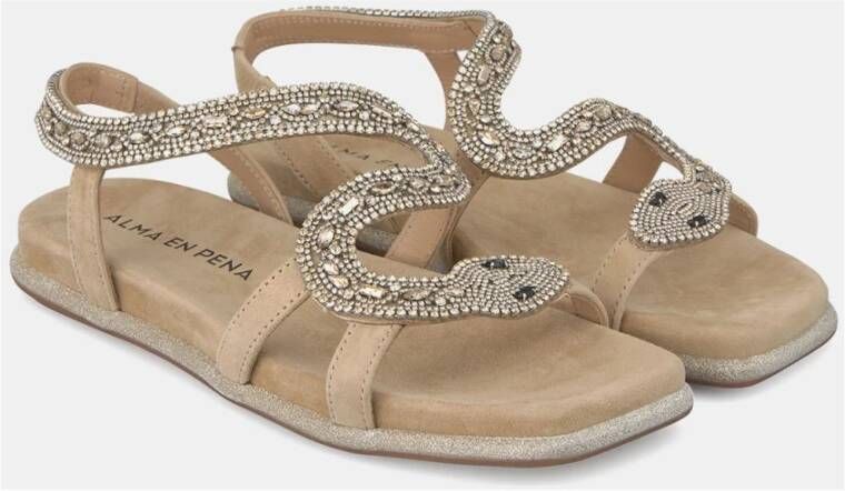 Alma en Pena Slang Zool Glitter Sandaal Beige Dames