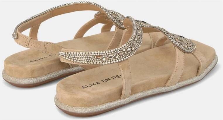 Alma en Pena Slang Zool Glitter Sandaal Beige Dames