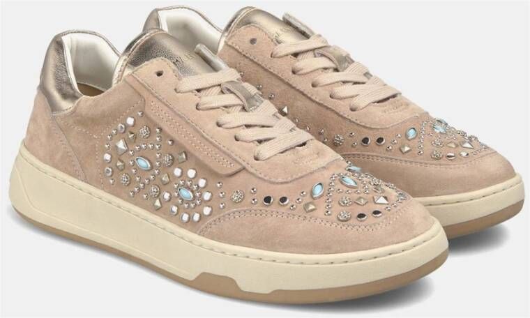 Alma en Pena Sneakers met studs van leer Beige Dames