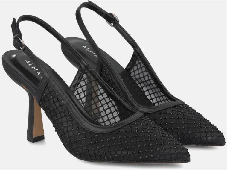 Alma en Pena Sprankelende Mesh Hakken Schoen Black Dames