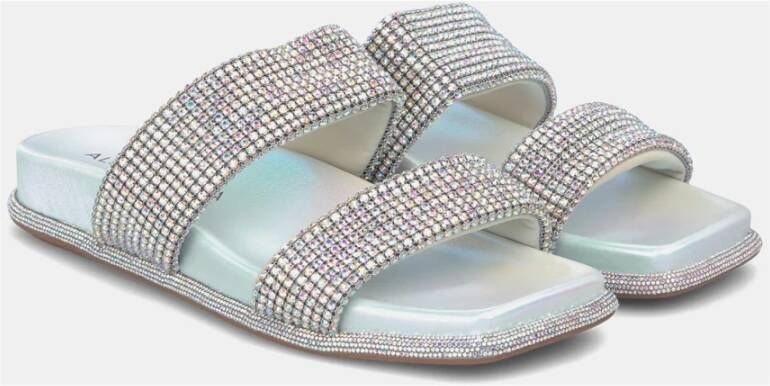 Alma en Pena Sprankelende Rhinestone Platte Sandaal Blue Dames