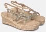 Alma en Pena Glitter Sleehak Sandaal met Vlechtdetail Beige Dames - Thumbnail 54