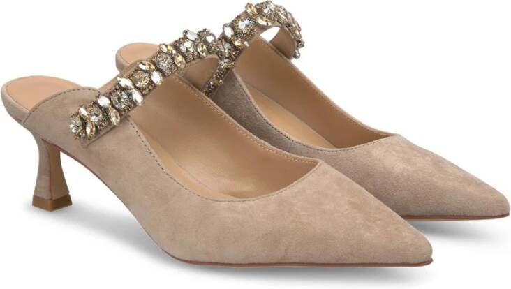 Alma en Pena Stijlvolle hoge muiltjes met strass detail Beige Dames