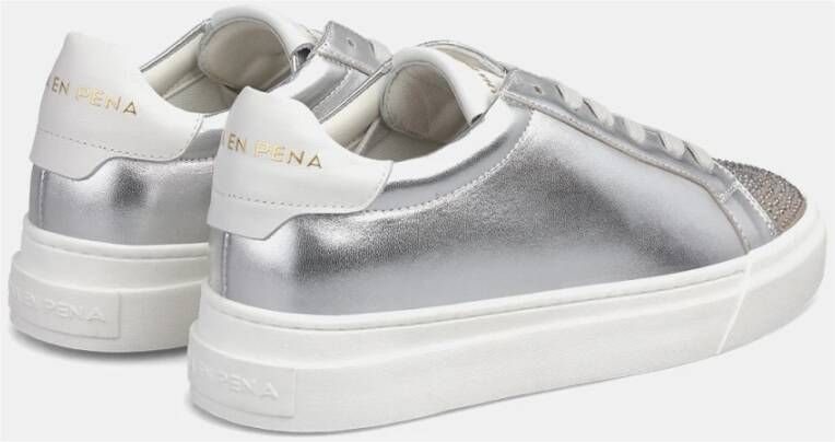 Alma en Pena Stijlvolle leren sneakers met strass details Gray Dames