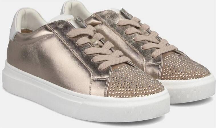 Alma en Pena Stijlvolle Leren Sneakers met Strass Details Yellow Dames