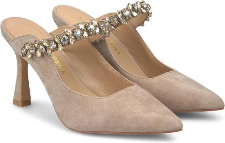 Alma en Pena Stijlvolle muiltjes met strass detail Beige Dames