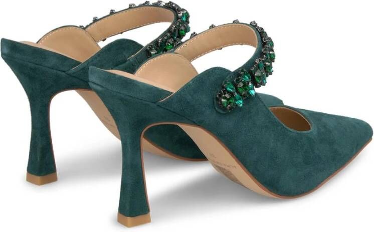 Alma en Pena Stijlvolle muiltjes met strass detail Green Dames