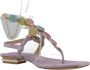 Alma en Pena Rhinestone Enkelband Platte Sandalen Beige Dames - Thumbnail 5