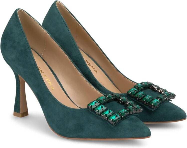 Alma en Pena Stiletto hakschoen met ornament Green Dames