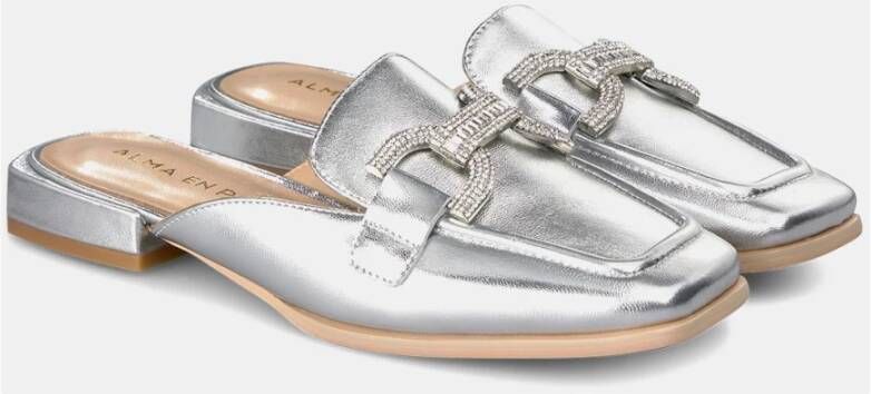 Alma en Pena Stirrup Rhinestone Mules Gray Dames