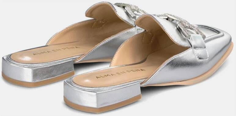 Alma en Pena Stirrup Rhinestone Mules Gray Dames