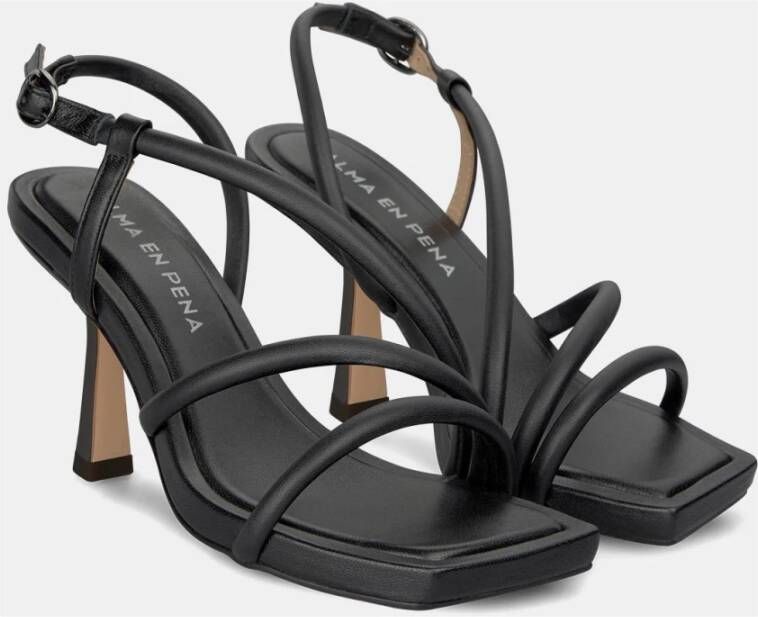 Alma en Pena Strappy Hak Sandaal Black Dames