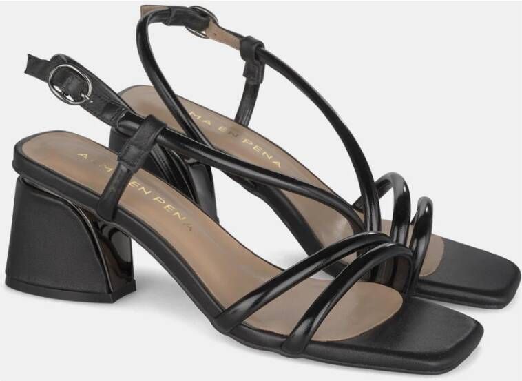 Alma en Pena Strappy Square Heel Sandal Black Dames