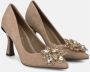 Alma en Pena Strass bloemhak schoen Brown Dames - Thumbnail 2